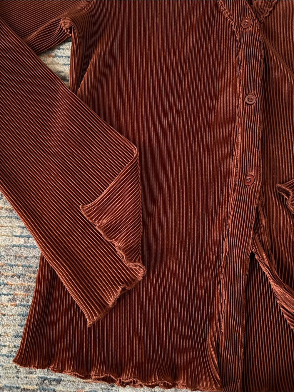 Gilli Rust Pleated Button-Front Top - Picture 6 of 6